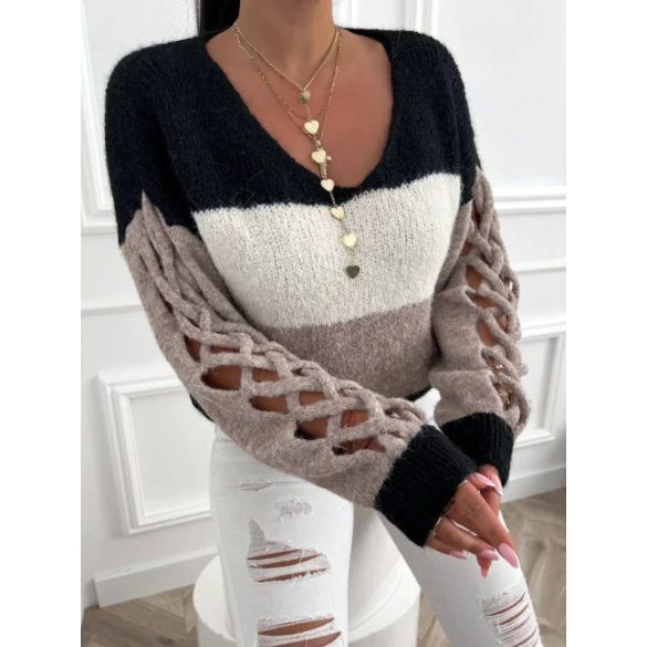 Olasz, fonott ujjú pulóver