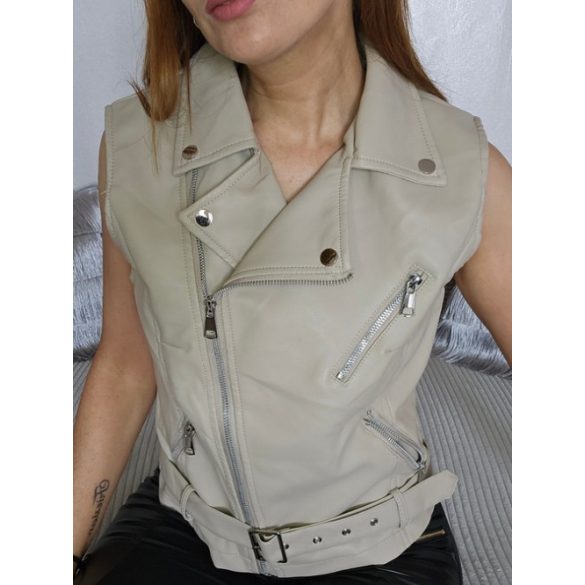 Bézs bőr mellény