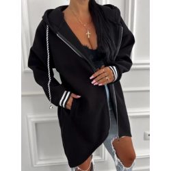 Olasz, oversize fekete kapucnis pulóver