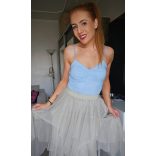 Rugalmas világoskék női body formázott, ráncolt mellrésszel