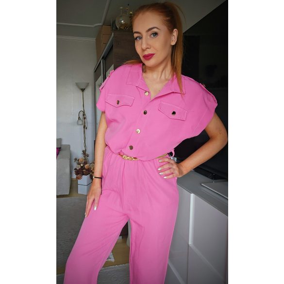 Olasz pink overál arany övvel