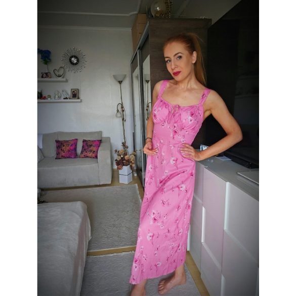 Olasz virágos rózsaszín ruha