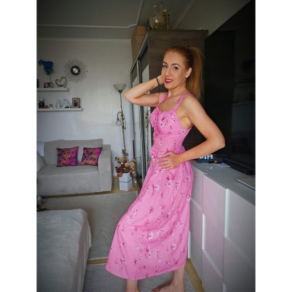 Olasz virágos rózsaszín ruha