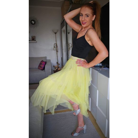 Olasz többrétegű citromsárga tüll szoknya
