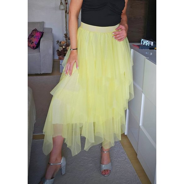 Olasz többrétegű citromsárga tüll szoknya